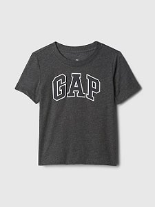 Camiseta Infantil, Cinza Escuro, Logo Tee, Gap