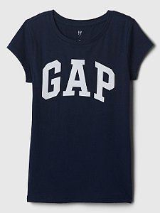 Camiseta Infantil Logo Glitter, Azul Marinho, GAP