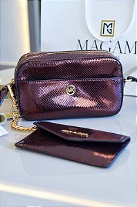 Bolsa Tiracolo 2 em 1, Maisie Small Pebbled Camera Bag, Oxblood, Michael Kors