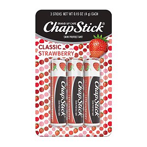 Hidratante Labial, Sticks, Sabor Morango, Kit com 3 unidades, ChapStick