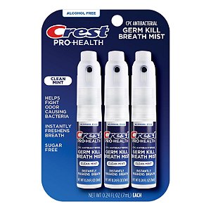 Spray Bucal Antisséptico, Germ Kill Breath Mist Clean Mint, Kit com 3 unidades, Crest