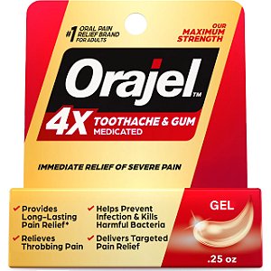 Gel para Dor de Dente e Gengiva, 4X Medicated Toothache & Gum Gel, Orajel