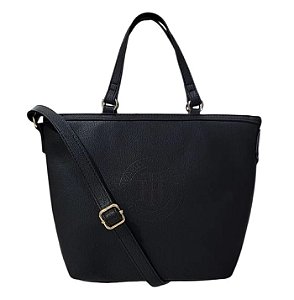 Bolsa Alça Dupla, Preta Logo, Tommy Hilfiger