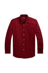 Camisa Manga Longa Infantil, Algodão Popeline, Vinho, Polo Ralph Lauren