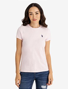 Camiseta Clássica Feminina, Rosa Claro, U.S. Polo Assn.