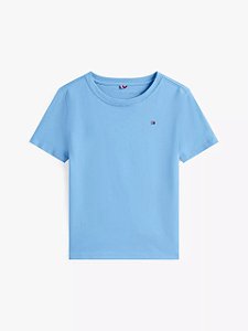 Camiseta Infantil, Azul Claro com Logo Bordado, Tommy Hilfiger