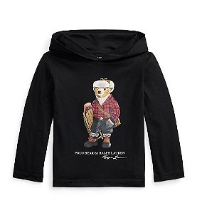 Camiseta Manga Longa Infantil Polo Bear, Preta, Polo Ralph Lauren
