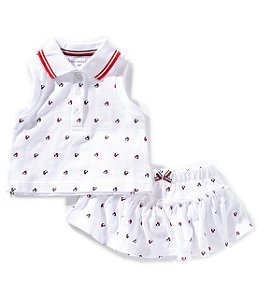 Conjunto Bebê, Polo Sem Mangas e Short Saia, Branco Logo Heart, Tommy Hilfiger