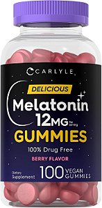 Melatonina, 12 mg, Sabor Frutas Vermelhas, 100 Gomas, Carlyle