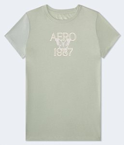 Camiseta Feminina, Verde Borboleta, Aéropostale