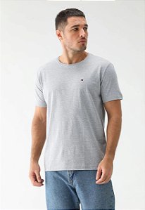 Camiseta Masculina, Cinza Mescla com Logo, Tommy Hilfiger