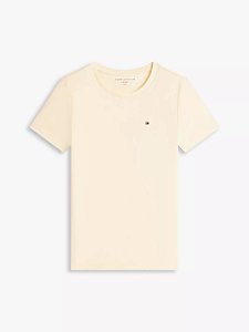 Camiseta Feminina, Amarelo Claro com Logo, Tommy Hilfiger