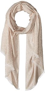 Echarpe Feminino, Bege com Logo, Calvin Klein