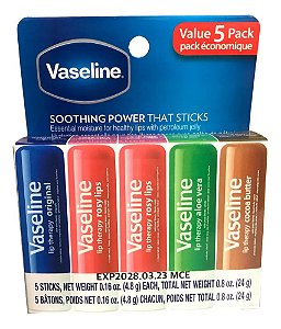Kit Hidratante Labial, Lip Therapy Stick, 5 Unidades, Vaseline