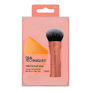 Kit Pincel e Esponja de Maquiagem, Mini Travel Duo, 2 Unidades, Real Techniques