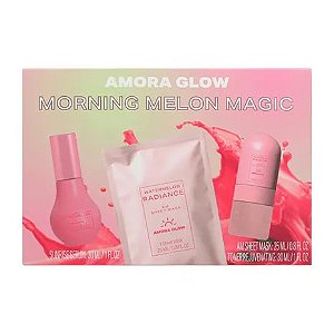 Kit Skincare Hidratante, Morning Melon Magic Set, 3 Unidades, Amora Glow