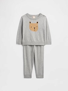 Conjunto Suéter Bebê, Cinza Urso Brannan, GAP