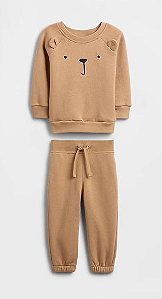 Conjunto de Moletom Bebê, Marrom, Urso Brannan, GAP