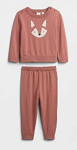 Conjunto Suéter Bebê, Rosa Queimado Raposa, GAP