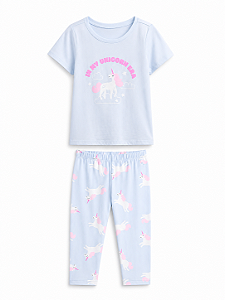 Conjunto Bebê Camiseta e Calça Legging, Azul Sereno Estampa de Unicórnio, Gap