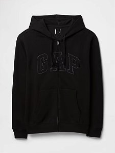 Moletom Masculino com Capuz e Zíper, Preto, GAP