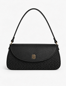Bolsa Shoulder Bag, Preta Monograma, Tommy Hilfiger
