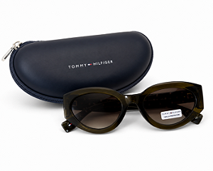 Óculos de Sol Gatinho, Verde Oliva Escuro, Tommy Hilfiger