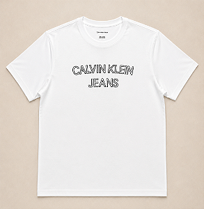 Camiseta Manga Curta Logo Masculina, Branca, Calvin Klein