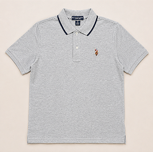 Camiseta Polo Infantil, Cinza Mescla, U.S. Polo Assn.