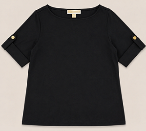 Blusa Feminina Manga Curta, Preta, Michael Kors