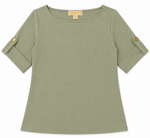 Blusa Feminina Manga Curta, Verde Oliva, Michael Kors