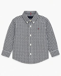 Camisa Manga Longa Bebê, Xadrez Preto e Branco, Tommy Hilfiger