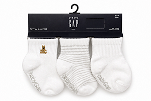 Kit com 6 Pares de Meias Cano Médio para Bebês, Tamanho: 2-4 anos, GAP