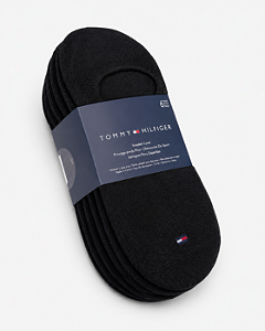 Kit com 6 Pares de Meias Invisíveis, Preta, Tamanho 34 ao 39 BR, Tommy Hilfiger