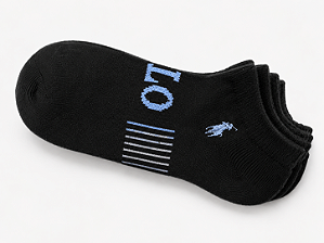 Kit com 6 Pares de Meias Invisíveis, Preta, Tamanho 34 ao 39 BR, Polo Ralph Lauren