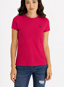 Camiseta Clássica Feminina, Rosa Escuro, U.S. Polo Assn.