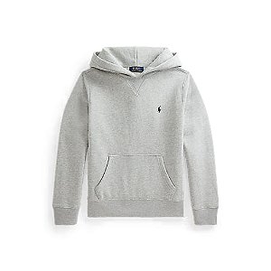 Moletom Infantil com Capuz, Cinza Claro com Logo, Polo Ralph Lauren