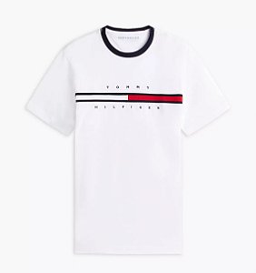 Camiseta Masculina Logo Bordado, Branca, Tommy Hilfiger