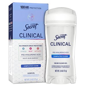Desodorante Antitranspirante Clinical Gel, Clinical 100HR Completely Clean, 73g, Secret