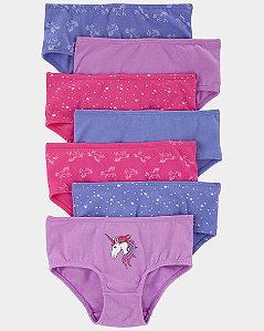 Kit com 7 Calcinhas Infantis, Unicornio, Carter's