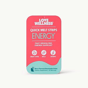 Suplemento para Energia, Energy Quick Melt Strips Berry, 15 Tiras, Love Wellness