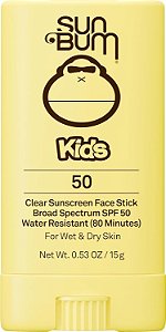 Protetor Solar Facial Infantil em Bastão FPS 50, Clear Face Stick, 15g, Sun Bum