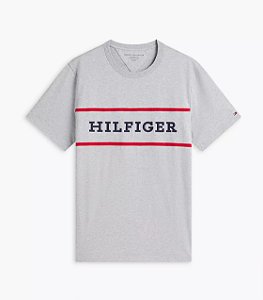 Camiseta Masculina Logo Bordado, Hilfiger Cinza Mescla, Tommy Hilfiger