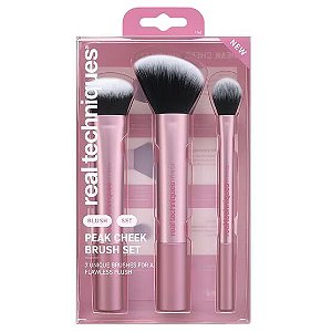 Kit Pincéis de Maquiagem, Peak Cheek Brush Set, 3 Unidades, Real Techniques