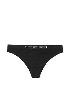 Calcinha Fio Dental Sem Costura, Modelo Thong, Preta, Victoria's Secret
