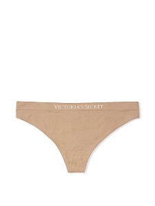Calcinha Fio Dental Sem Costura, Modelo Thong, Bege, Victoria's Secret