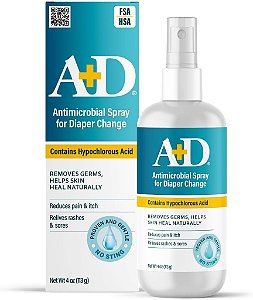 Spray Antimicrobiano Calmante com Ácido Hipocloroso, Antimicrobial Hydrogel Spray, 113g, A+D