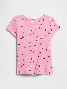 Camiseta Infantil Canelada, Rosa Estampa de Joaninhas, Gap
