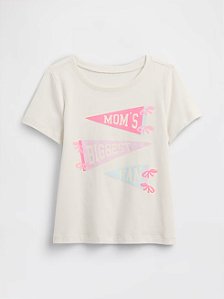 Camiseta Infantil, Off White Estampa Mom's Biggest Fan, Gap