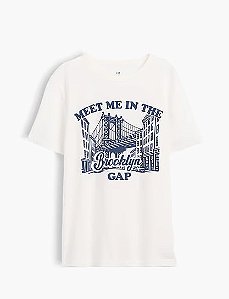 Camiseta Infantil Logo, Branca, Estampa Brooklyn, Gap